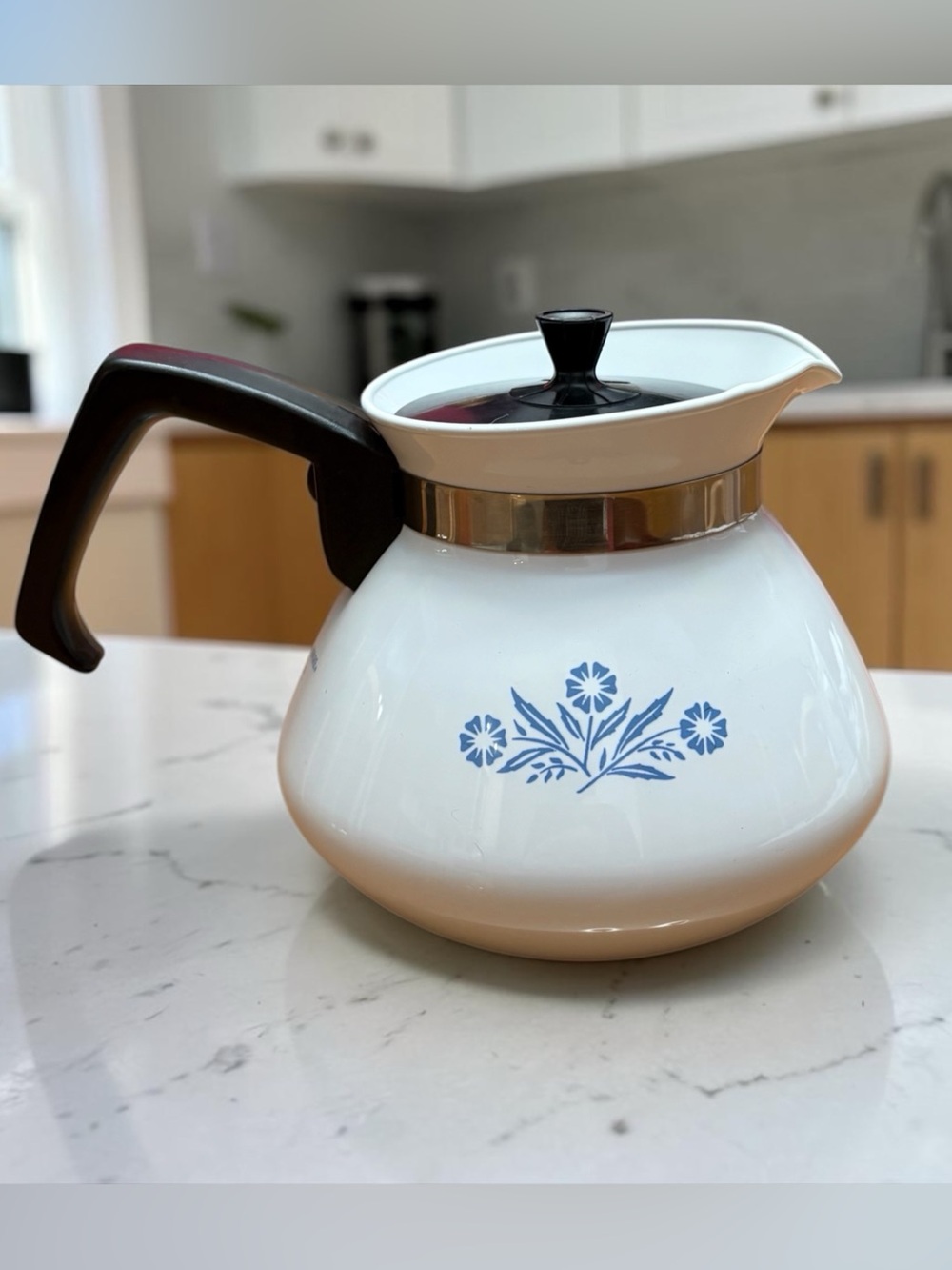 CorningWare Blue Cornflower Vintage 6 Cup Teapot with Lid White Blue Floral